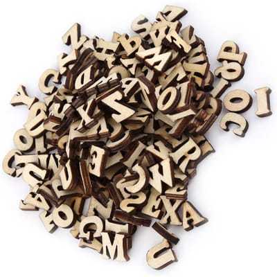200 Pièces Lettres en Bois Mélangées Non Peintes Décorations DIY Jouets d'Apprentissage Précoce pour Enfants (#1 Lettres)