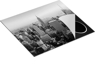 Chefcare Inductie Beschermer New York Skyline met Wolkenkrabbers - Zwart Wit - 60x50 cm - Afdekplaat Inductie - Kookplaat Beschermer - Inductie Mat