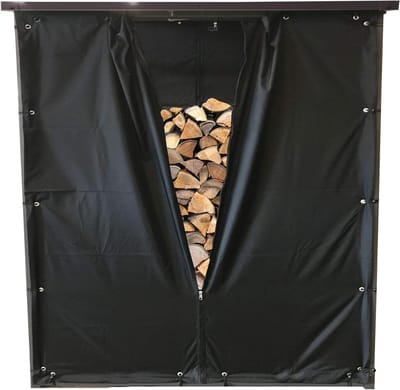 Haardhoutopslag - Houtopberging weerbestendige set haardhouten onderstel XXL 185 x 70 x 185 cm zwart PVC waterproof