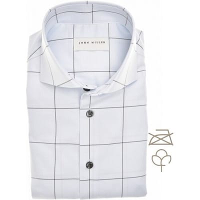 John Miller Overhemd Organic Cotton Windowpane Check Shirt Licht Blauw / male