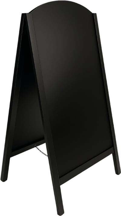 BRASQ Krijtstoepbord Elegance Zwart - 70x130 CM - Krijtbord - Reclamebord - Stoepbord - Dubbelzijdig - voor Binnen en Buiten - Horeca