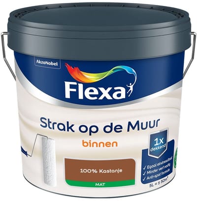 Flexa - Strak Op De Muur Binnen Mat - 100% Kastanje - Mengverf - 5 L