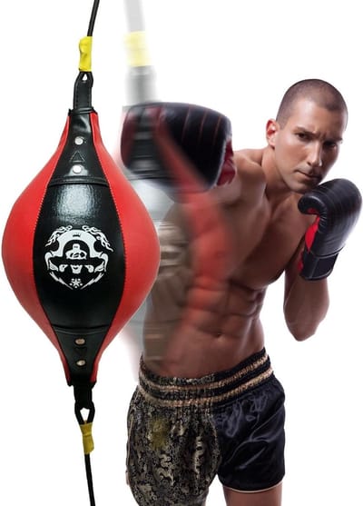Boksbal - Snelheidstas - Bokstraining - Verbeterde gripstabiliteit - 38 x 18 cm - Zwart/Rood