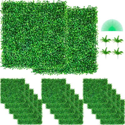 Kunstmatige Buxus Panelen, 48 Stuks, 25,4 x 25,4 cm, UV-bestendig, 4 cm, Hekpanelen, Kunstgras Achterwand voor Privacy Scherm, Tuin- en Achtertuindecoratie voor Binnen en Buiten.