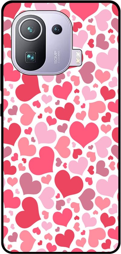 Smartphonica Telefoonhoesje Geschikt voor Xiaomi Mi 11 Pro met Hartjes Print - Hearts Design TPU Backcover Case - Kinder Hoesje met Hartjes Design geschikt voor Xiaomi Mi 11 Pro