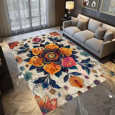 Bloemmotief Antislip Wasbaar Kleed Stijlvol Eigentijds Woonkamer Tapijt Duurzaam Knus Gebiedsloper Mat voor Huisdecoratie 60*90cm