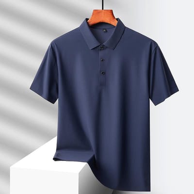 Ijszijde Heren POLO Shirt met Korte Mouwen, Nieuw Poloshirt met Revers, Sneldrogend in de Zomer, Koel en Naadloos 5XL blue