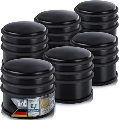 Deurstopper Set - Vloer Stopper - Deuren Open Houden - Zwaar Roestvrij Staal - 7x6cm 6 Stuks - Zwart