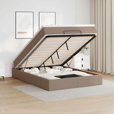 vidaXL - Ottoman - bed - met - matras - 140x200cm - kunstleer - cappuccinokleurig
