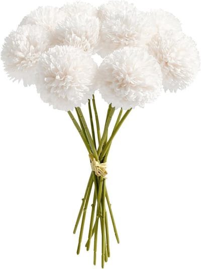 12 Stuks Kunstmatige Hortensia Bloemen - Zijde Bloemen met Steel voor Bruidsboeketten, Thuisdecoratie en Kantoorplanten (Wit)