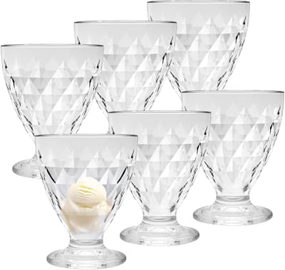 Urban Living IJscoupes/ijsschaaltjes - 6x stuks - 280 ml - glas - met relief - dessertschaaltje