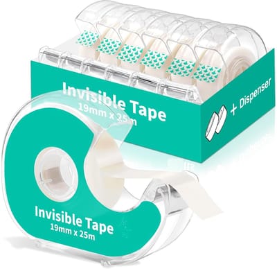 BOTC Plakband - Onzichtbare Transparante tape - met dispenser - Transparante tape met matte afwerking en beschrijfbaar - 19mm x 25m - 1 stuk
