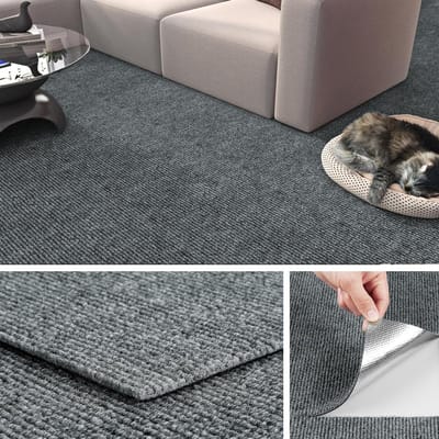 Zelfklevende Tapijttegels Lichtgrijs 30 x 30 cm - 32 Wasbare Antislip Tegels voor Thuis, Kantoor en Commerciële Ruimtes