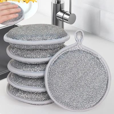 1/30pcs Éponge Magique Fil d'Argent Éponge à Vaisselle Essuyage Réutilisable Double Face Éponges Ménage Cuisine Poêle Casserole Vaisselle Outils de Nettoyage 1pc gray