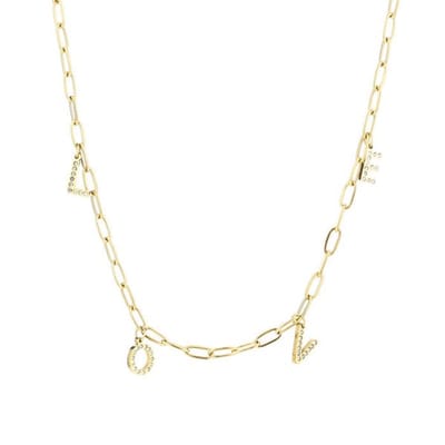 Bijoutheek Collier Love Witte Stenen Goud