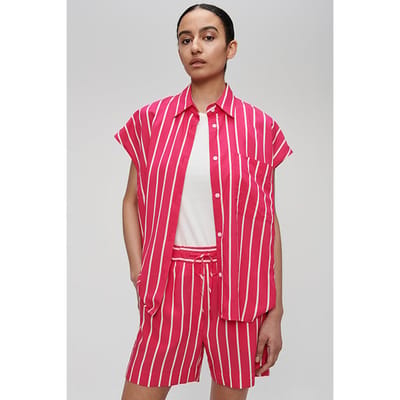 ZENGGI Striped Oversized Top Carmine Rose Größe: XS | Business hemden Outlet | Damen | Rosa