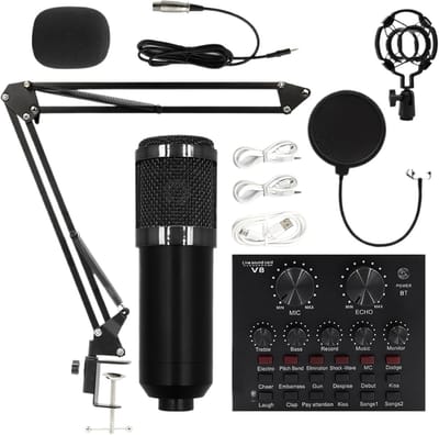 Microfoon Bundel - Opname Set - Muziek Productie - Cardioïde Richting - 465 x 195 cm - Zwart Goud