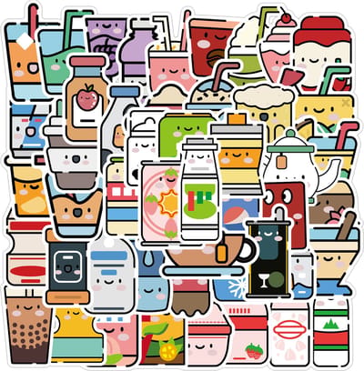 Drinken Stickers - Bier Frisdrank Cola Koffie Thee - set 50 stuks - Laptop Stickers - Stickervellen