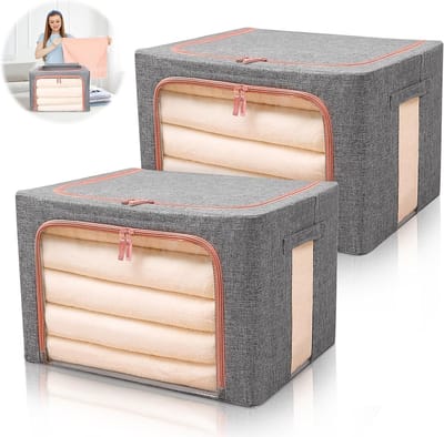 Grote Opbergzakken voor Kleding, Vouwbare Organizers met Duidelijk Venster en Handvatten, Set van 2 voor Efficiënte Kledingopslag (66L)