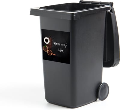 Container sticker Espressokopjes - Maar eerst koffie - Koffie - Quote - Spreuk - 40x40 cm - Kliko sticker