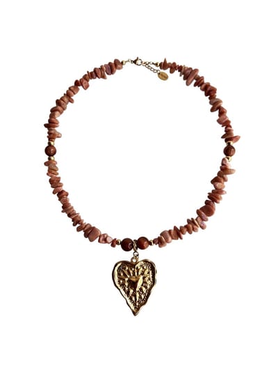FlowJewels - ketting met hart - natuursteen - stainless steel