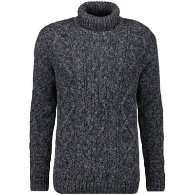 Ragman Trui Col Cable Design Pullover Donker Blauw-Grijs / male