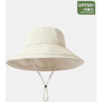 Nouveau Chapeau de Pêcheur Printemps et Été, Chapeau de Soleil à Large Bord pour Femme, Chapeau de Soleil Décontracté et Polyvalent, Extérieur beige