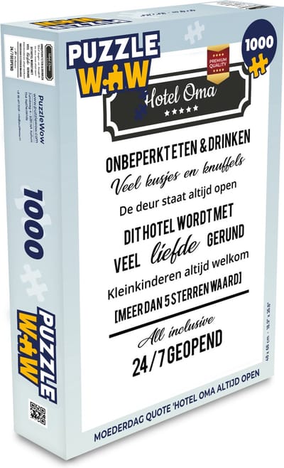 Puzzel Hotel oma - Spreuken - Oma - Quotes - Legpuzzel - Puzzel 1000 stukjes volwassenen