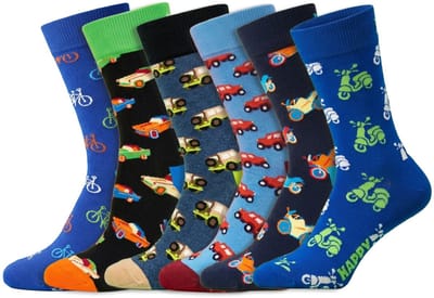 6 Paar | Happy Socks | Thema Voertuigen | Dames & Heren | Diverse kleuren en printjes | Maat: 41-46