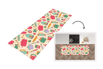Keukenloper - Loper keuken - Keuken - Thee - Patronen - 150x50 cm - Keukenloper vinyl