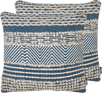 DEWBERRY - Sierkussen set van 2 - Blauw - Katoen