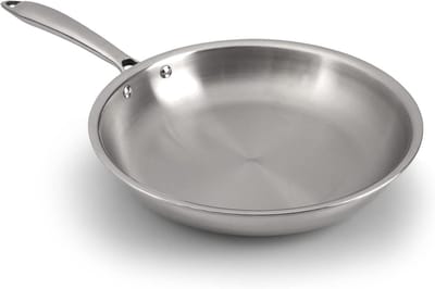 Koekenpan - Steelpan Braadpan - Koken Bakken - Tri-Ply Warmteverdeling - 24 cm - Zilver