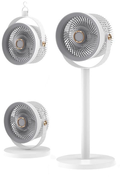 KZQ Statiefventilator - Ventilator Staand - Herlaadbaar - 5 Windsnelheden - 4 Verstelbare Hoogtes - Voor Thuis En Kantoor - Grijs