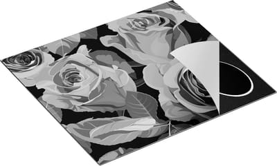 Chefcare Inductie Beschermer Kleurrijke Rozen - Bloemen - Abstract - Zwart Wit - 60x50 cm - Afdekplaat Inductie - Kookplaat Beschermer - Inductie Mat