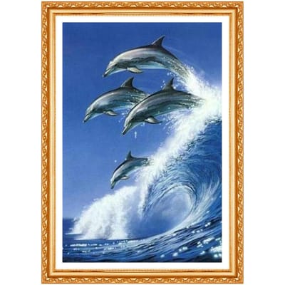 Peinture diamant 5D à faire soi-même, broderie au point de croix, motif dauphins, décoration d'intérieur 20X30CM gray