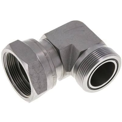 UN 2''-12 x UN 2''-12 M/F Verzinkt Stalen L-Fitting 90graden ORFS 250 Bar - Hydrauliek - FL2E-MF-EZ-200U-O