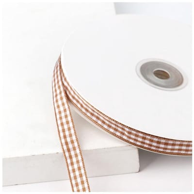 Dailygoods- Lint 45 m - Cadeaulint - Decoratief Lint - Gingham-band - Knutselband - Polyesterweefsel - Lichtcurry 10 mm