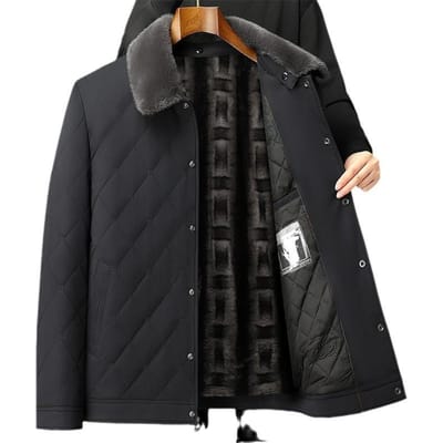 Heren Korte Zakelijke Revers Warme Casual Katoenen Jas Middelbare Leeftijd Heren Katoen Gevoerde Jas Papa Herfst en Winter Kleding 4XL