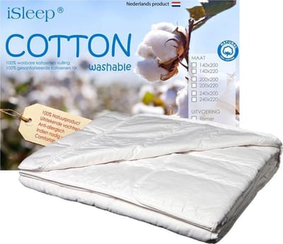 Dekbed Zomer Katoen Wasbaar - 100% Katoen - Ledikant - 100x135 cm - Wit