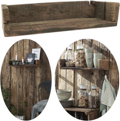 Vintage houten wandplank in baksteenvorm, massief gerecycled keukenplankje, wandplank ,boekenplank 45x15