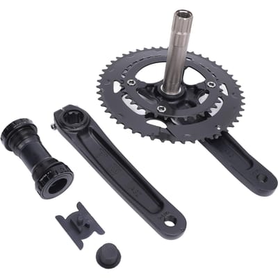 Pédalier de Vélo avec Plateaux de 50T à 34T Alliage d'Aluminium Creux Intégré Jeu de Manivelles de Vélo pour 9 Vitesses à 12 Vitesses gray