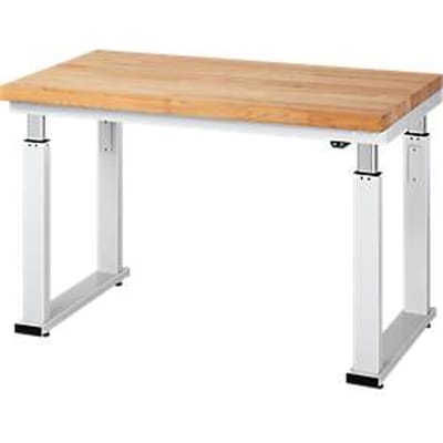 Werktafel serie adlatus 600, 1250 x 700 x 740-1140 mm, beuken massief blad