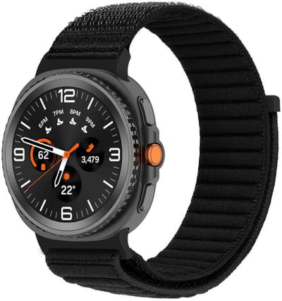 Nylon bandje - geschikt voor Samsung Galaxy Watch 8 (40mm) / Galaxy Watch 8 (44mm) / Galaxy Watch 8 Classic - klittenbandsluiting - zwart