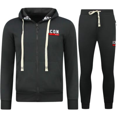Dik Geweven Joggingpakken Heren ICON - Trainingspakken - Huispakken Volwassenen - 11986 - Zwart