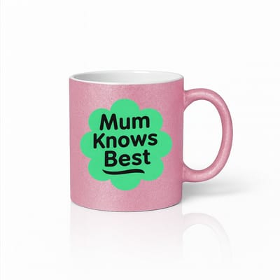 Volledig Roze Mum Knows Best Koffiemok - Kleurrijk Moederdag Cadeau - Groene Bloem Design Quote