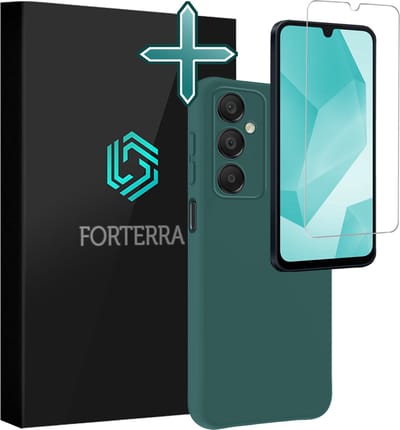 Hoesje Met Screenprotector - Geschikt voor Samsung Galaxy A16 - Sterk & Shockproof - Telefoon Hoes - Back Cover - Siliconen Case - Donkergroen