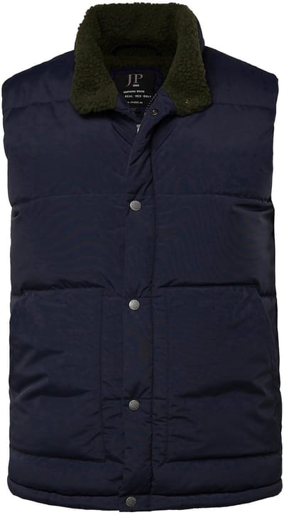 JP 1880 - Heren - Bodywarmer outdoor teddyvoering opstaande kraag - Navy blauw - Maat L