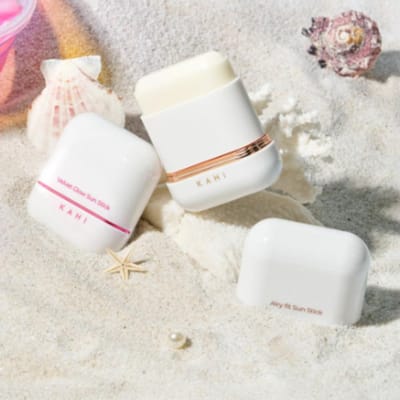 Kahi Airy Fit & Velvet Glow Sun Stick Set — Lightweight UV Care + Soft-Focus Glow SPF Duo (SPF50+) white