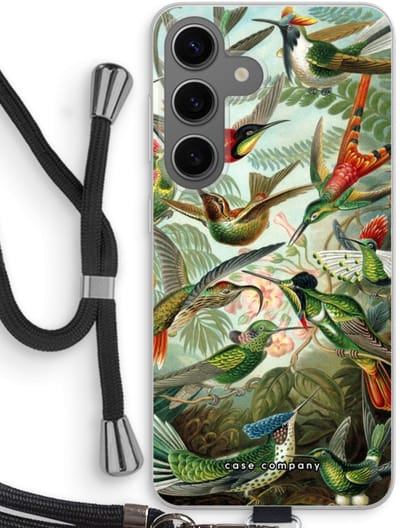 Case Company® - Hoesje met koord geschikt voor Samsung Galaxy S24 hoesje met Koord - Haeckel Trochilidae - Telefoonhoesje met Zwart Koord - Bescherming aan alle Kanten en Over de Schermrand