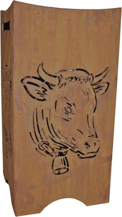Decoratieve Vuurkorf voor de Tuin en Terras - Metalen Vuurschaal met Rooster, 28 x 28 x 57 cm